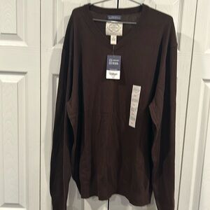 Mens Brown V Neck Sweater
